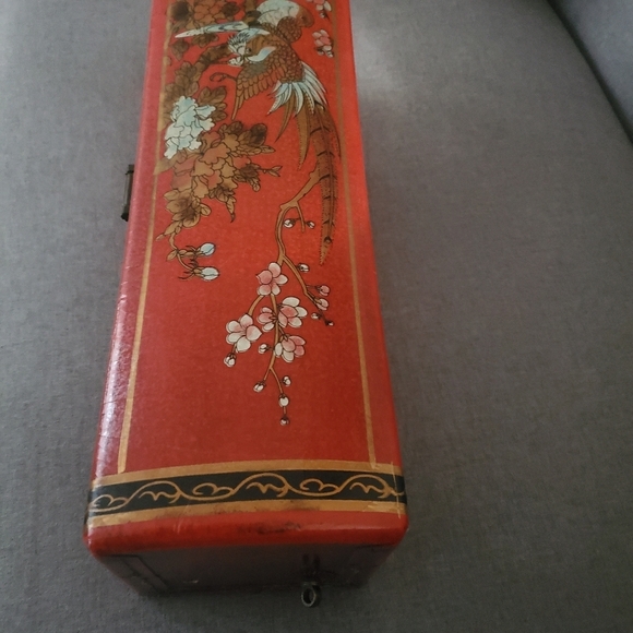 Ethan Allen box home size 16" x 5" + red pink green black brown gold - Picture 7 of 16